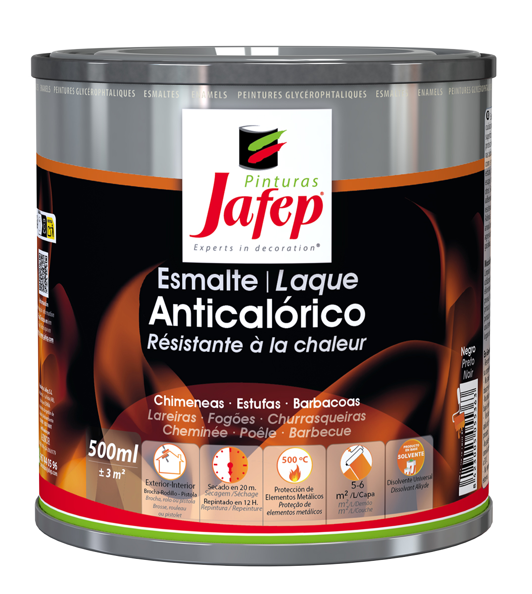 Esmalte Anticalórico Jafep Negro 500ml